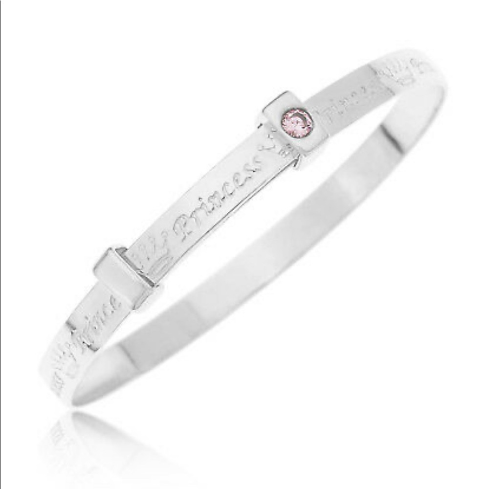 Princess Baby Bangle Bracelet Pink cz Silver 925